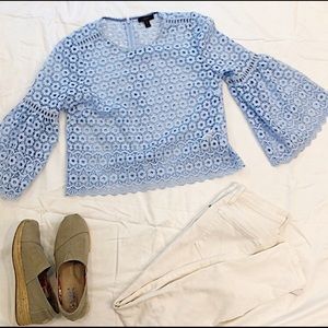 Embroidered J.Crew blouse with flare sleeves